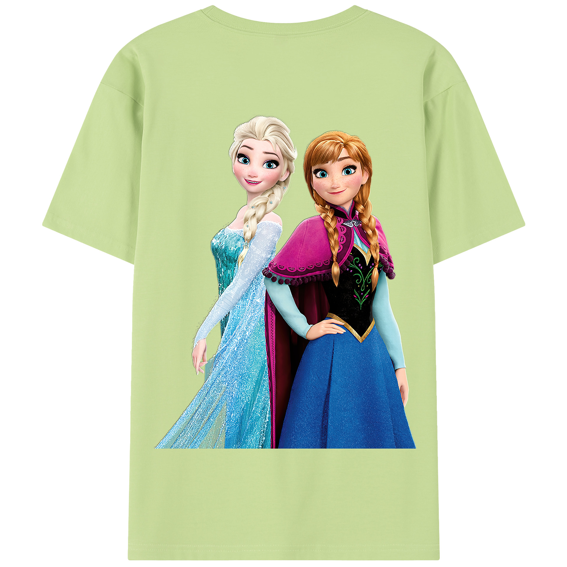 （画像用） アナと雪の女王 アンナ エルサ Frozen Anna Elsa 綿100％半袖Tシャツ（背面プリント）